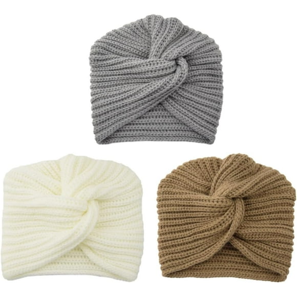 SURJDE Womens Beanies for Winter, 3Pcs Knit Beanie Warm Winter Hats Knit Hat Slouchy Beanies Hat Warm Turban Hat Unisex Beanie Hat Thick Chemo Caps for Cold Weather