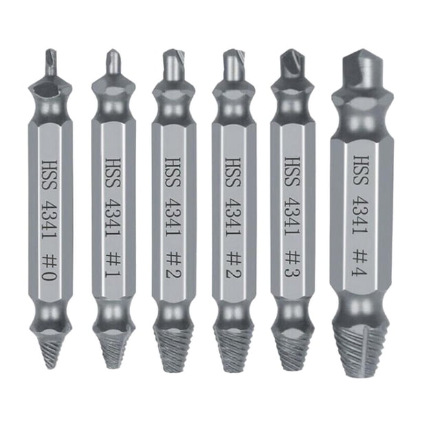 Extractor de tornillos, extractor de tornillos dañados y extractor de tornillos, juego de 5 y fabricado en 6 piezas
