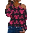 thumbnail image 1 of Blusa de moda para mujer, camisetas de cobertura con cuello en V de manga larga, camisetas sueltas informales con estampado de corazones Pompotops FGAJ13253, 1 of 5