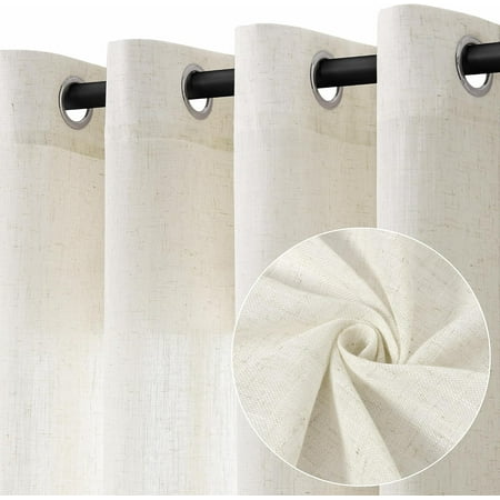 

Natural Semi Sheer Linen Curtains 100 Inch Long Grommet Elegant Light Filtering Curtains For Bedroom Farmhouse Boho Long Window Curtain Drapes High Ceiling 100 Inch Ivory Cream 52X100