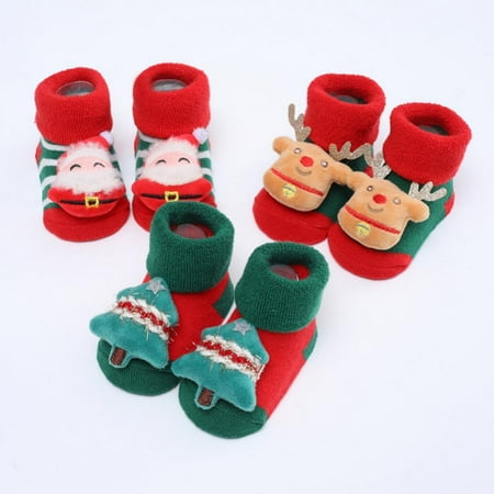 

0-1Y Cartoon Baby Girl Boy Baby Christmas Socks Floor Sock Warm Cotton