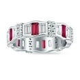 thumbnail image 2 of Full Eternity Band Baguette Ring Ruby CZ 925 Sterling Silver Size 7, 2 of 6