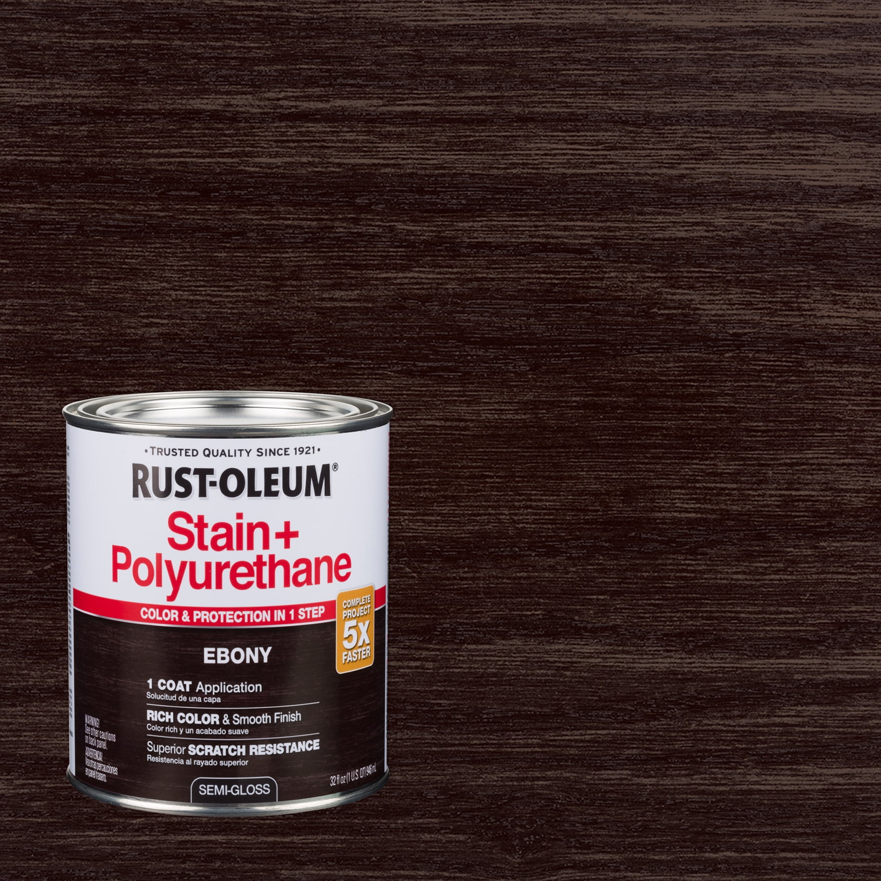 Ebony, Rust-Oleum Stain + Polyurethane Semi-Gloss -330053, Quart