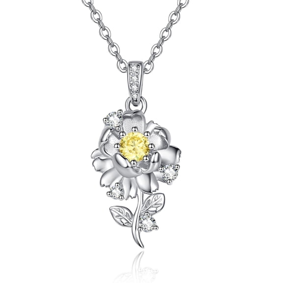 TANGPOET 925 Sterling Silver Daisy Necklace for Women