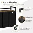 thumbnail image 4 of Laundry Hamper, Laundry Basket, Laundry Sorter with 3 Removable Bags, Clothes Basket with 3 Compartments, Wheels, Shelf for Laundry Room Bathroom Bedroom (3 Bags-Black), 4 of 7