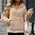 thumbnail image 5 of Womens Oversized Fleece Hoodies Fashion Fuzzy Warm Sherpa Pullover Tops Half Zip Hooded Sweatshirt with Pockets Beige XXL, 5 of 7