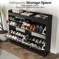 thumbnail image 5 of Large Shoe Cabinet with 4 Flip Drawers, Wooden Shoe Cabinet Storage with Adjustable Shelf for Entryway, Freestanding Hidden Shoe Organizer for Hallway, Bedroom, Living Room, Black, 5 of 8
