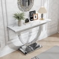 thumbnail image 5 of 47" Modern Faux Marble Console Table, Rectangular Top & U-Shaped Stainless Steel Base, Narrow Entryway Table for Entrance, Hallway, Foyer, or Living Room, 5 of 8