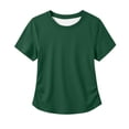 thumbnail image 3 of Girls Shirts Side Ruched Short Sleeve Crewneck Fitted Tops Casual Summer Soft Tee Clothes 5-12 Years, 3 of 4