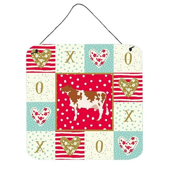 Caroline's Treasures CK5254DS66 Ayrshire Cow Love Wall or Door Hanging Prints, Red, 6x6, multicolor