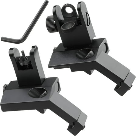 RIVONO Ultralight 45 Degree Offset Flip Up Iron Sights, Rapid Transition Picatinny Rifle Sight, Front & Rear Backup Sights for Tactical Shooting