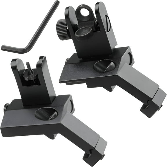 RIVONO Ultralight 45 Degree Offset Flip Up Iron Sights, Rapid Transition Picatinny Rifle Sight, Front & Rear Backup Sights for Tactical Shooting