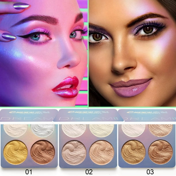 4 Color Highlight Palette 3D Body Glitter Highlighter Powder