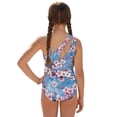 thumbnail image 3 of SEANATIVE 7-8 Year Kid Girl Swimsuit with Mesh Skirt Coverup One Piece Bathing Suit Comfortable Stretch Summer Swimwear with Adjustable Strap, Floral Pink Blue, 3 of 7
