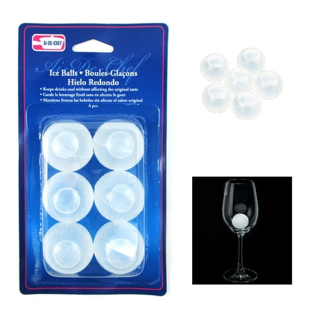 6 Pc Reusable Ice Cube Balls Plastic Refreezable Ice Drinks Bar Parties Whisky