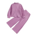 thumbnail image 5 of Lilgiuy Girls' Summer Outfit Casual Long Sleeve Tops Turndown Neck Collar Botton Long Pants Set Outdoor-playing (Purple,11-12 Years), 5 of 5