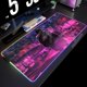 thumbnail image 2 of Alfombrilla de ratón para juegos con retroiluminación de ciudad de neón, alfombra de escritorio RGB, alfombrillas para jugador, alfombrilla de ratón LED, alfombrillas de goma antideslizantes para tecl, 2 of 4