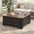 thumbnail image 3 of ANPOO 40" Farmhouse Lift Top Coffee Table with Charging Station, Square Wood Center Table with Large Hidden Storage Compartment for Living Room, 3 of 7