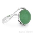 thumbnail image 3 of 8.45ct Checkerboard Round Green Aventurine & Round Cut Diamond Cocktail Ring in 14k White Gold, 3 of 3