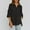 Black, variant on LADIGASU Women's Casual Solid Color V-neck Hem With Side Slit Cotton And Linen Short Sleeved Blouse