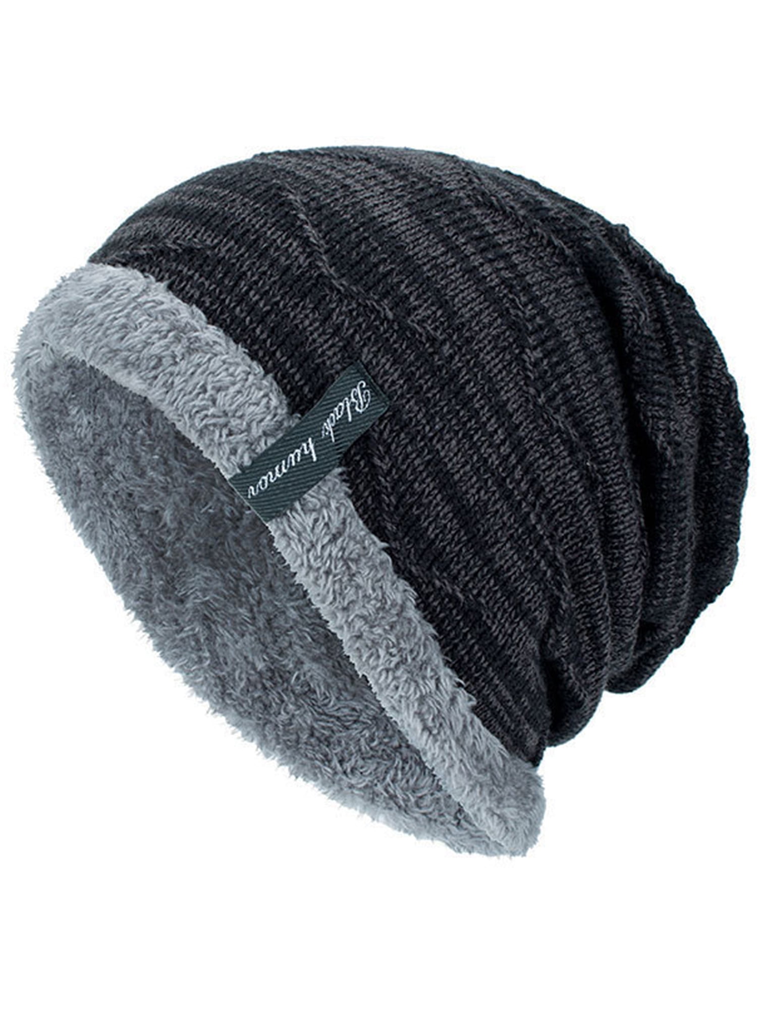 Men's Boy Knit Wool Beanie Soft Hats Winter Warm Ski Slouch Baggy