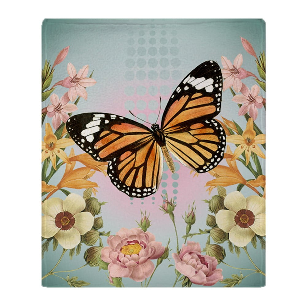 CafePress Modern Vintage Monarch Butterfly Throw Blanket Soft Fleece Throw Blanket, 50"x60