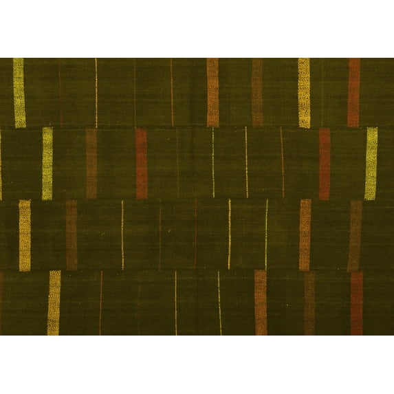 Ahgly Company Indoor Rectangle Abstract Yellow Contemporary Area Rugs, 5' x 7'