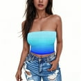 thumbnail image 2 of LNWUY Womens Tube Tops Going Out Summer Y2k Bandeau Trendy Crop Sleeveless Strapless Cute Gradient Color Printed Corset Blue S, 2 of 5