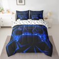 thumbnail image 2 of jejeloiu 3D Console Lovers 7-Piece Bedding Comforter Set,Modern Video Game King Bedding Sets,Blue Black Bed Sheets For Boy,Super Cozy Room Decor Reversible, 2 of 8