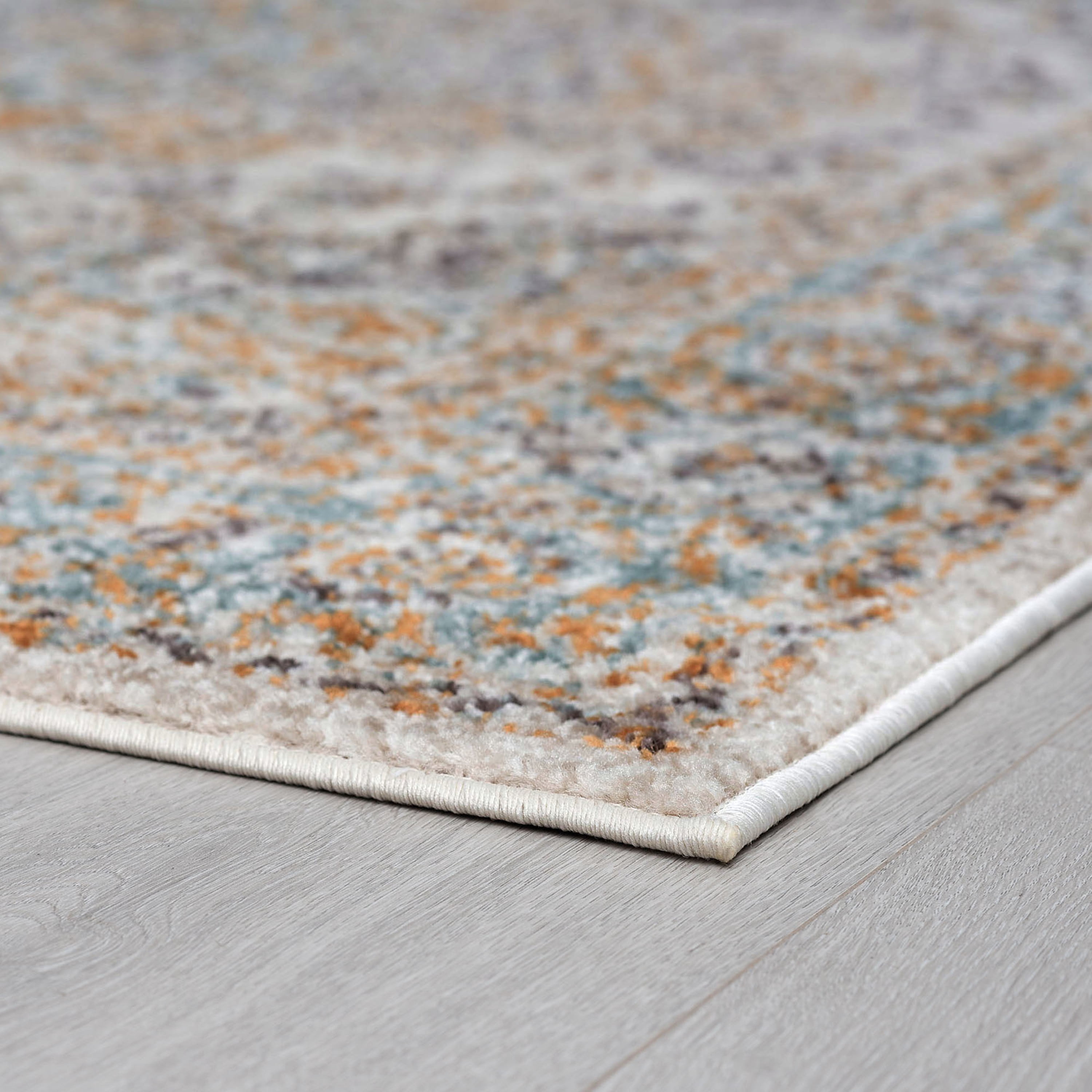 Traditional 9x12 Area Rug (8'9'' x 12'2'') Medallion Terra, Aqua Living Room Easy to Clean