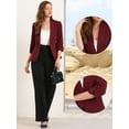 thumbnail image 2 of DARING DIVA Women's 3/4 Sleeve Shawl Lapel Work Blazer with Pockets M Burgundy, 2 of 6