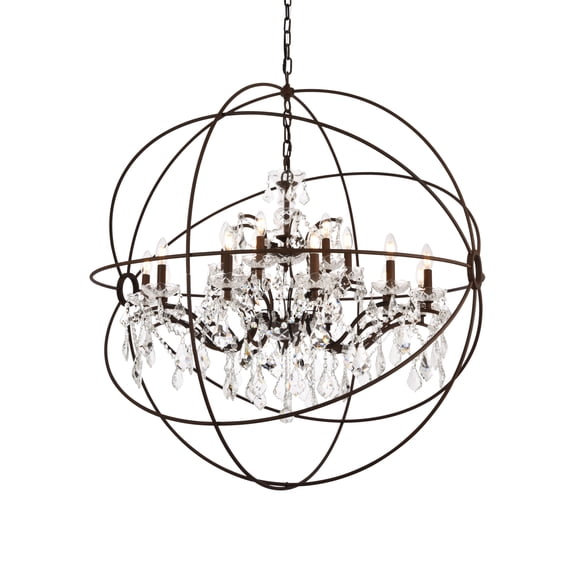 Elegant Lighting Geneva 44" 18 Light Royal Crystal Pendant Lamp
