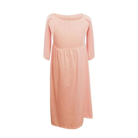 

YWDJ 3-9 Years Dress for Girl Long-sleeved One-shoulder Solid Color Long Skirt Dress Mopping Photography Skirt Pink 4-5 Years