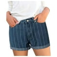 thumbnail image 2 of Sngxgn Women's High Rise Roll up Hem Straight Leg Denim Jean Shorts with Pocket(Blue,XXL), 2 of 5