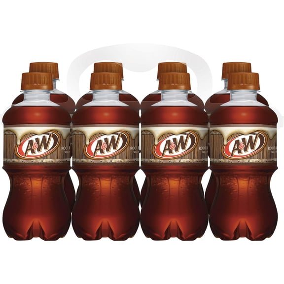 A&W Root Beer Soda Pop, 12 fl oz, 8 Pack Bottles