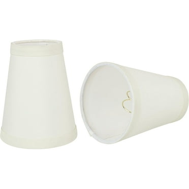 Aspen Creative 32666-2 Small Hardback Empire Shape Chandelier Clip-On Lamp Shade Set (2 Pack), Transitional Design in White, 4" bottom width (2 1/2" x 4" x 5" )