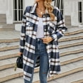 thumbnail image 3 of Womens Long Flannel Plaid Shacket Jacket Trendy Fall Long Sleeve Button Down Shirts Casual lannel Tartan Trench Coats, 3 of 7