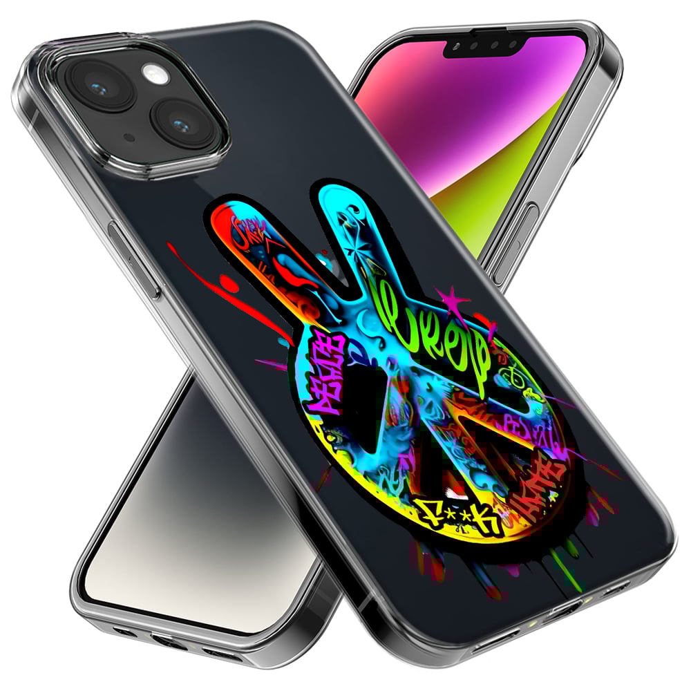 thumbnail image 2 of MUNDAZE Apple iPhone 11 Pro Shockproof Clear Hybrid Protective Phone Case Peace Graffiti Painting Art Cover, 2 of 5