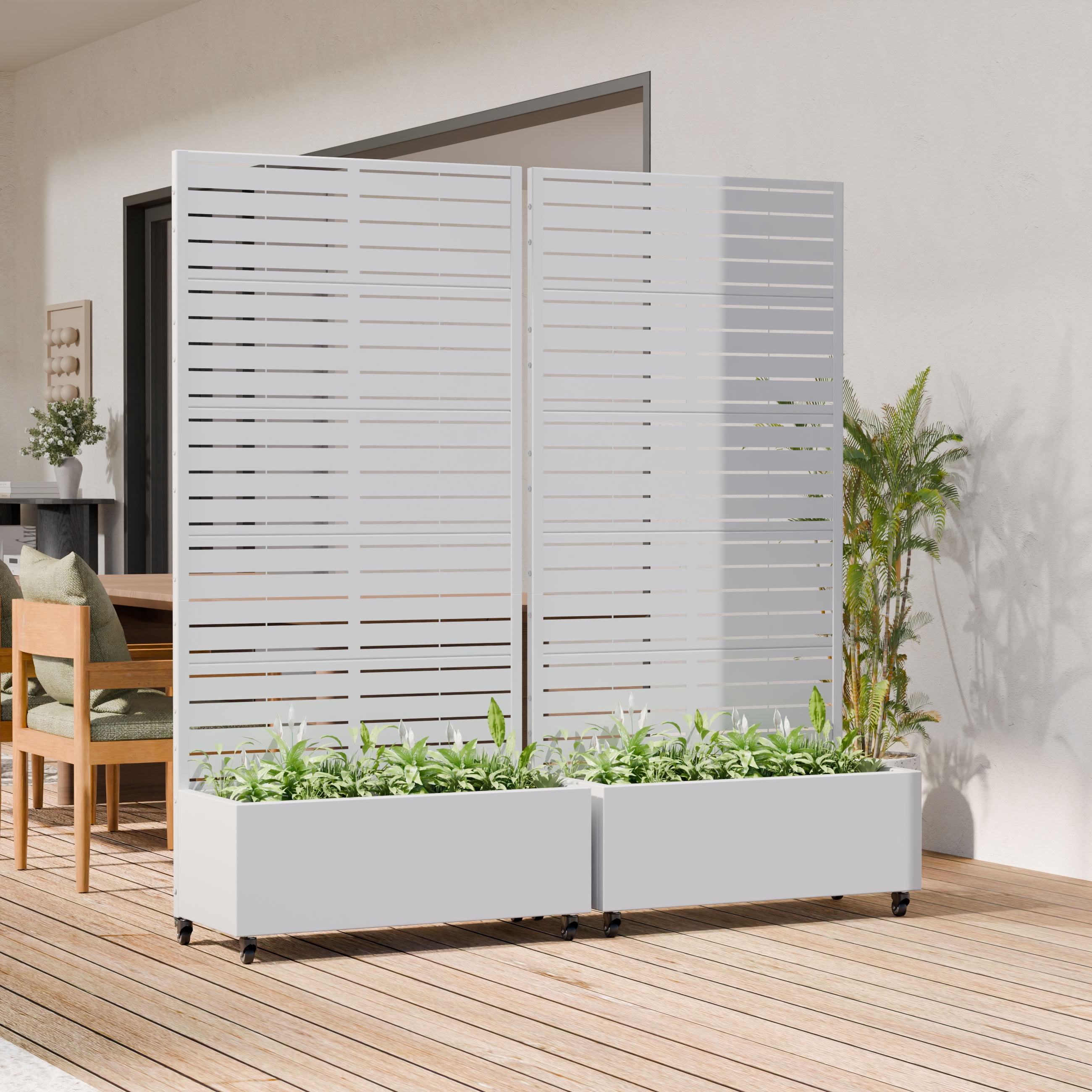 MAYEERTY 72*35in Outdoor Metal Planter Box, Wind Resistant Outdoor Planter, Raised Garden Planter for Patio, Balcony, Backyard