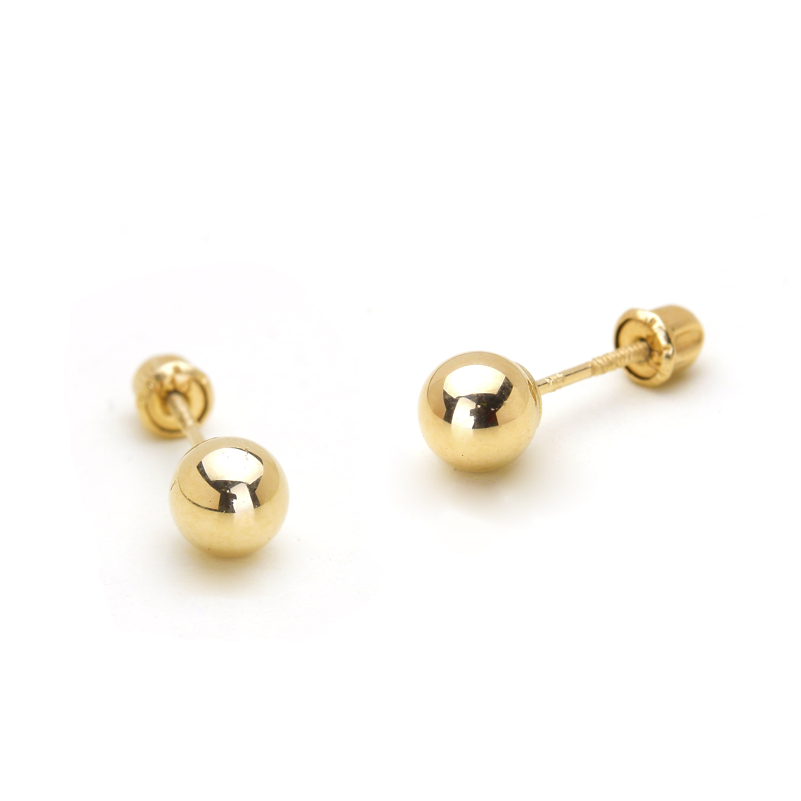 14kt Solid Gold Kids Round Screwback Stud Earrings 