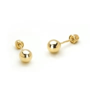 14k Yellow Gold 5mm Plain Hollow Gold Ball Children Screw Back Baby Girls Stud Earrings