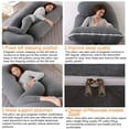 thumbnail image 4 of Pregnancy Pillow for Sleeping, Extra Large J Shaped Body Pillow, Maternity Pillow for Pregnant Women with Cotton Cover, Dark Grey,57x27.5 inch, 4 of 10