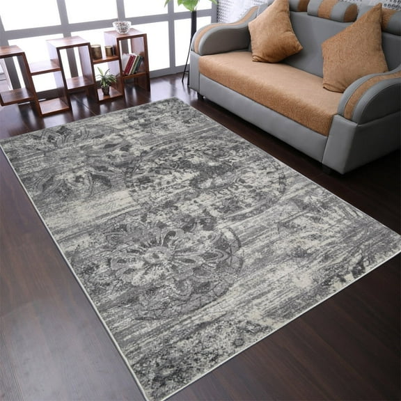RUGSOTIC CARPETS MACHINE MADE HEATSET POLYPROPYLENE AREA RUGS - 8'x10', Rectangle, Silver Ivory, Contemporary Modern, High Pile Machine Made Area Rugs for Living Room, Bed Room (M00051)