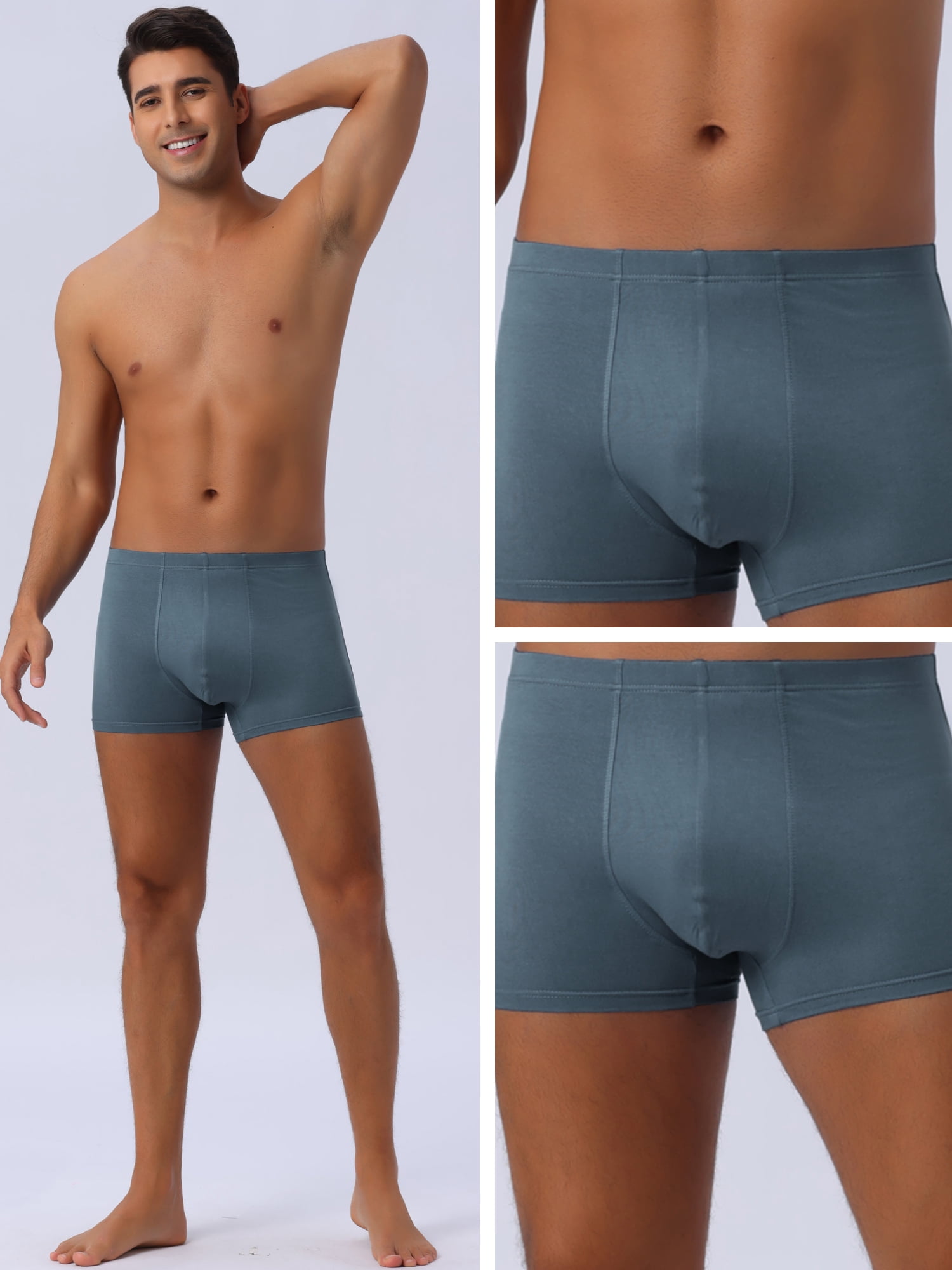DARING DIVA Men's Regular Fit Soft Comfortable Solid Color Basic Boxer Briefs 32 Dark Gray