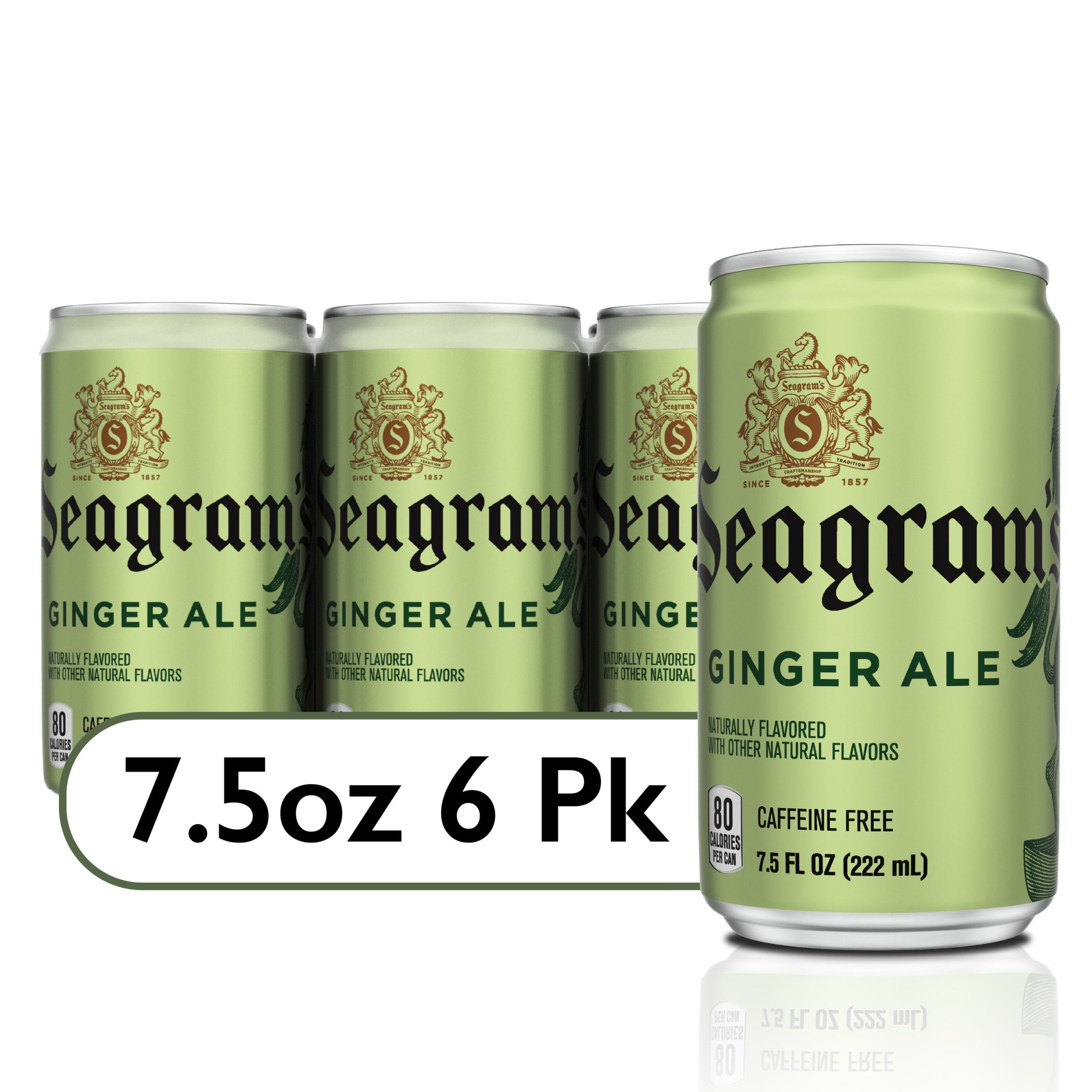 Seagrams Ginger Ale Mini Soda Pop Soft Drink, 7.5 fl oz, 6 Pack Cans