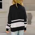 thumbnail image 4 of Wolfast Mode Femmes Rétro Imprimé Pull à Fermeture Éclair Manches Longues Blouse Chandail en Molleton, Noir, TG, 4 of 7
