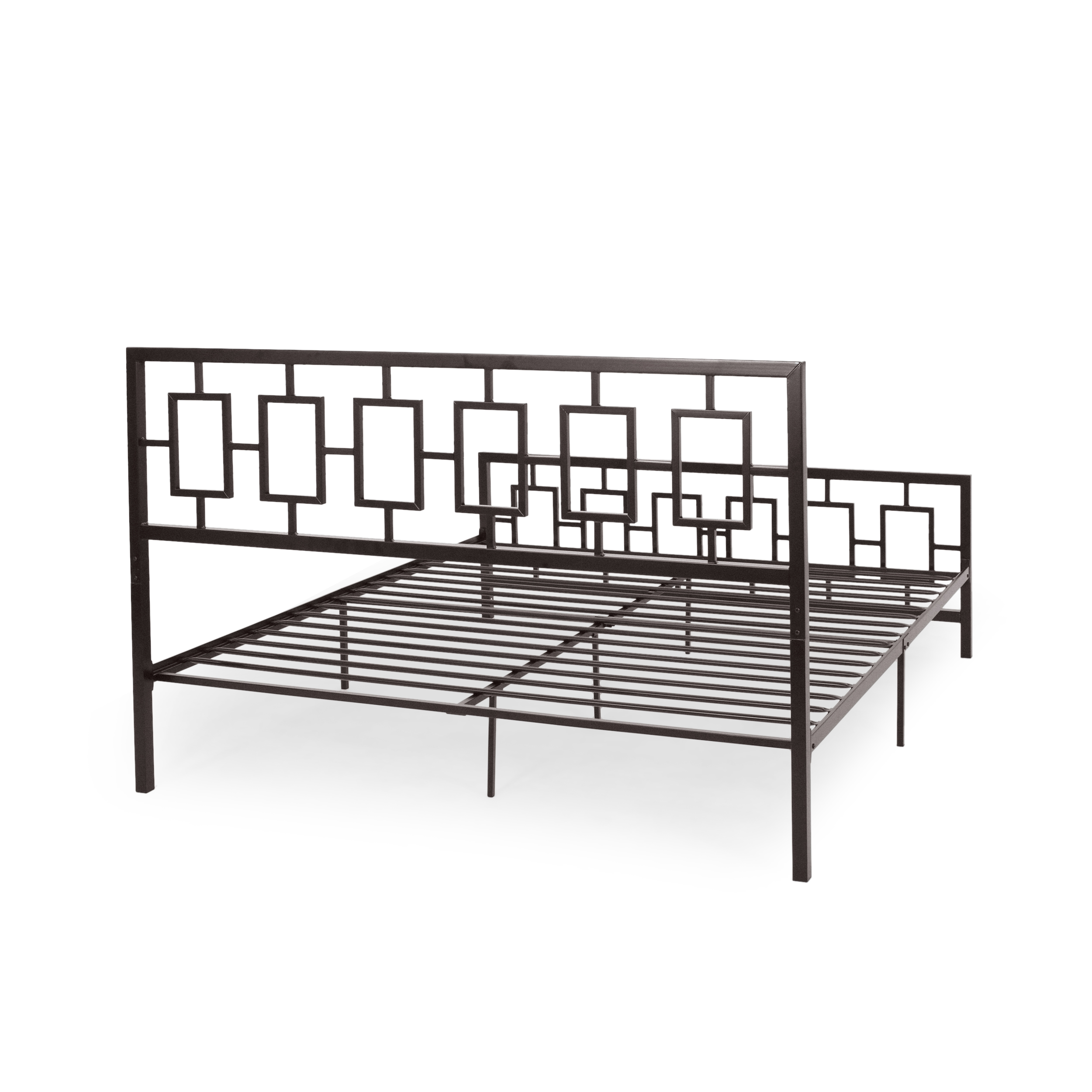 Noble House Krystin Modern King-Size Iron Bed Frame, Hammered Copper