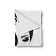 thumbnail image 2 of Hair Salon Soft Flannel Fleece Throw Blanket, Black and White Illustration of Woman with Wavy Hair and Lipstick, Cozy Plush for Indoor and Outdoor Use, 50" x 70", Vermilion Black, by Ambesonne, 2 of 5