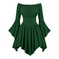 thumbnail image 5 of Laqbezok Women's Off Shoulder Bell Sleeve Dress, Casual Smocked Waist Solid Mini Dress, Flowy Flare Long Sleeve Boho Party Outfit, 5 of 9
