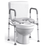 Naipo Toilet Seat Risers with Handles,  Raised Toilet Seat Riser for Seniors, handicap and Pregnant, Supports up to 300Lbs, Gray